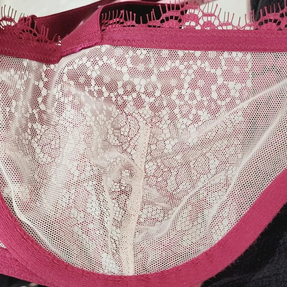 32C Victoria's Secret Semi Sheer Lace Balconette‎ Underwire Bra  Burgundy - Picture 7 of 7